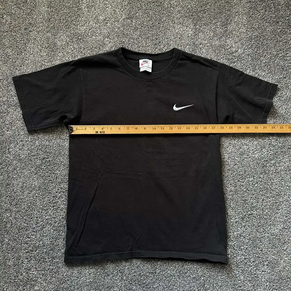 Vintage 90s Nike Made USA Embroidered Swoosh Black T Shirt Adult Small Tagged XL